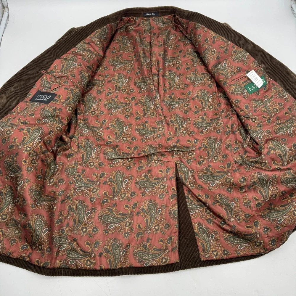 Lauren Ralph Lauren 42R Brown Corduroy Blazer Mens‎ Paisley Lined Sport Coat